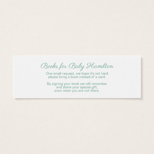 Mint Green Elephant Baby Shower Book Request (Back)