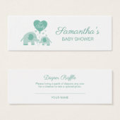 Mint Green Elephant Baby Shower Diaper Raffle (Front & Back)