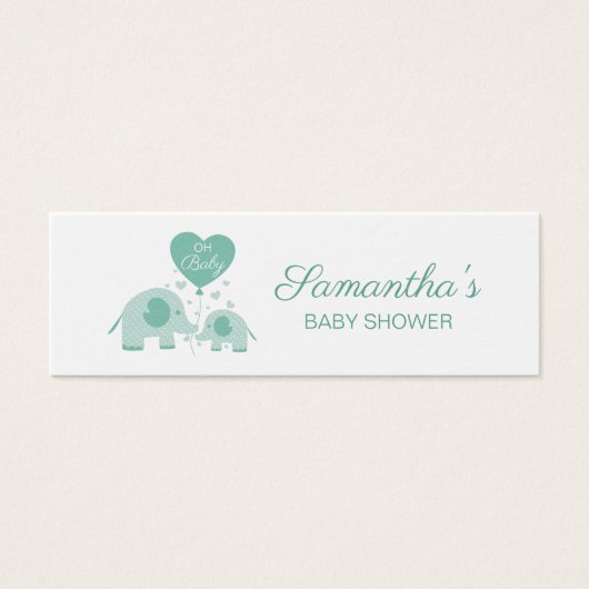 Mint Green Elephant Baby Shower Diaper Raffle (Front)