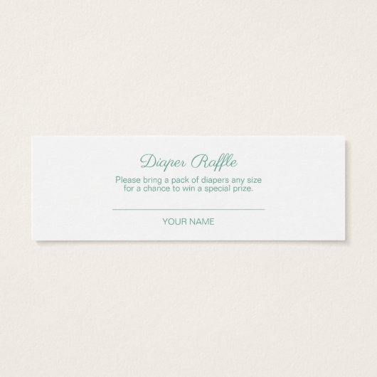 Mint Green Elephant Baby Shower Diaper Raffle (Back)