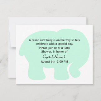 Mint Green Elephant Baby Shower Invitation