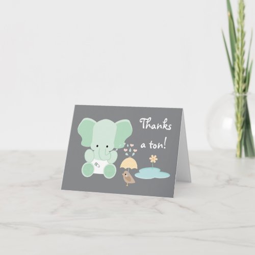 Mint Green Elephant Diaper Baby Shower Thank You