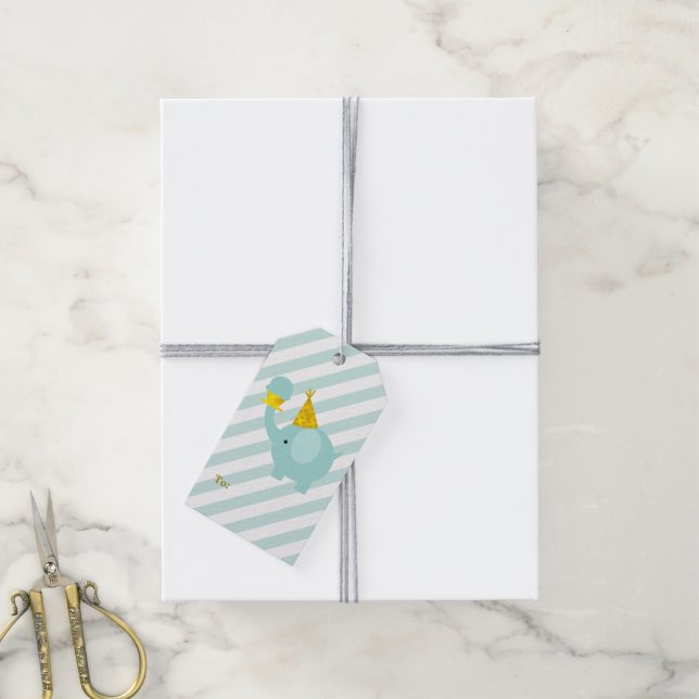 Mint Green Elephant Gift Tags (With Twine)