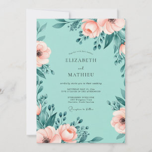 Mint Green Ethereal Floral Wedding Invitation