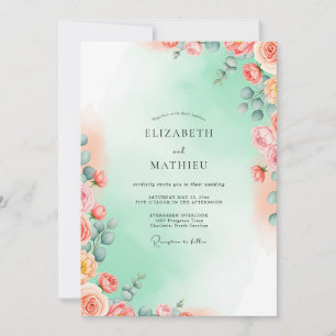 Mint Green Ethereal Watercolor Wedding Invitation