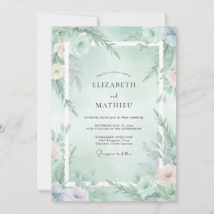Mint Green Ethereal Winter Wedding Invitation