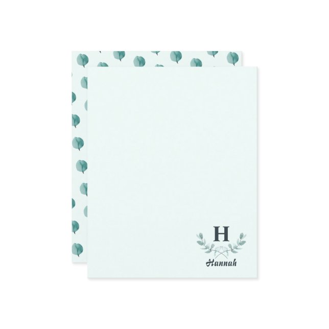 Mint Green Eucalyptus Branches Letter Monogram (Front/Back In Situ)