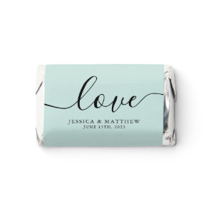 Mint Green Fancy Script Wedding or Engagement Hershey's Miniatures