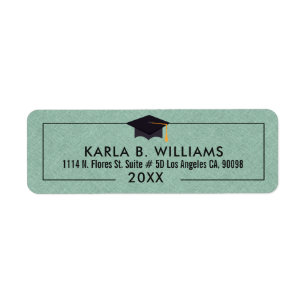 Mint-green Faux Linen Grad Hat Frame Label