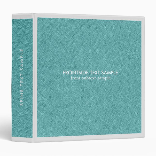 Mint-green Faux Linen Texture 3 Ring Binder (Front/Spine)
