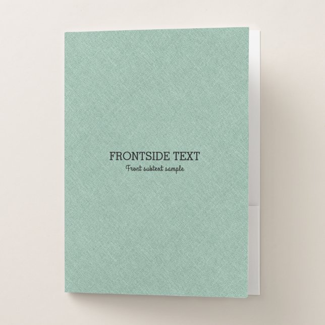 Mint-green faux linen texture background pocket folder (Front)
