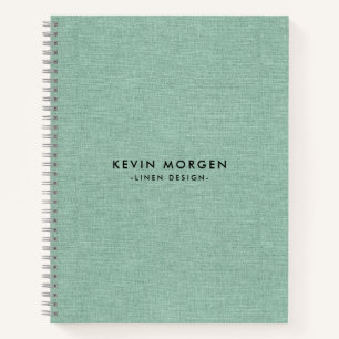 Mint-green faux linen texture notebook