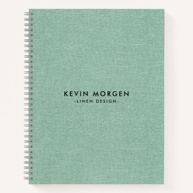 Mint-green faux linen texture notebook (Front)