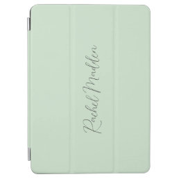 Mint Green Feminine Minimalist Script Custom Name iPad Air Cover