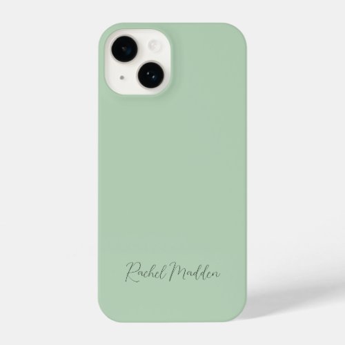 Mint Green Feminine Minimalist Script Custom Name iPhone 14 Case