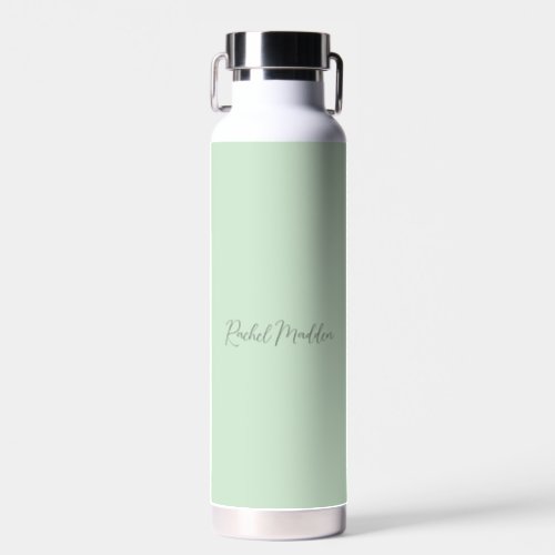 Mint Green Feminine Minimalist Script Custom Name Water Bottle