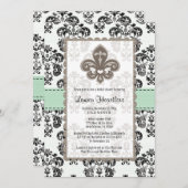 Mint Green Fleur de Lis Bridal Shower Invitations (Front/Back)