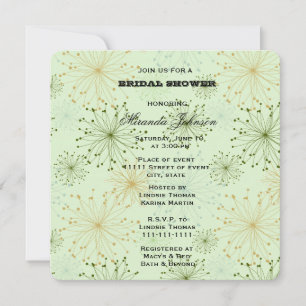 Mint Green Floral Abstract Bridal Invitation