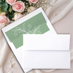 Mint Green Floral Baby Shower Envelope Liner