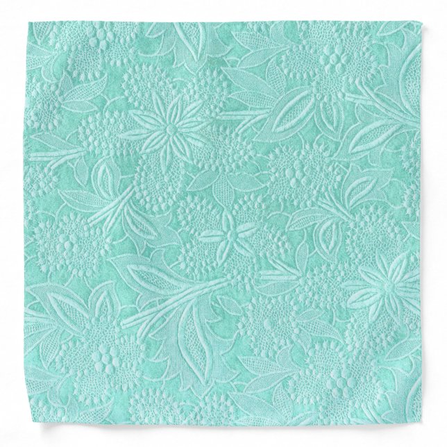 Mint Green Floral Bandana (Front)