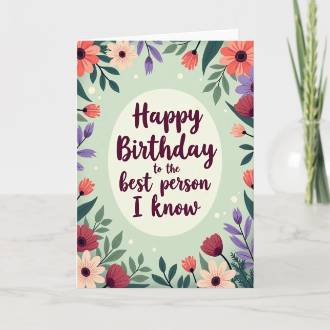 Mint Green Floral Birthday Card (Front)