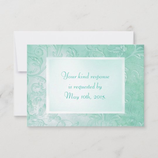 Mint Green Vintage Floral Damask Butterfly Personalized Wedding Thank You Cards