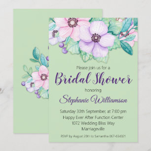 Mint Green Floral Bridal Shower Invitation