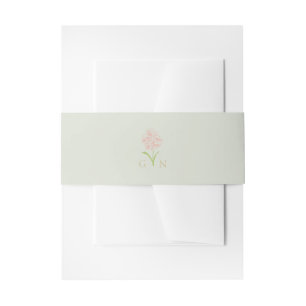 Mint Green Floral Couple Monogrammed Wedding Invitation Belly Band