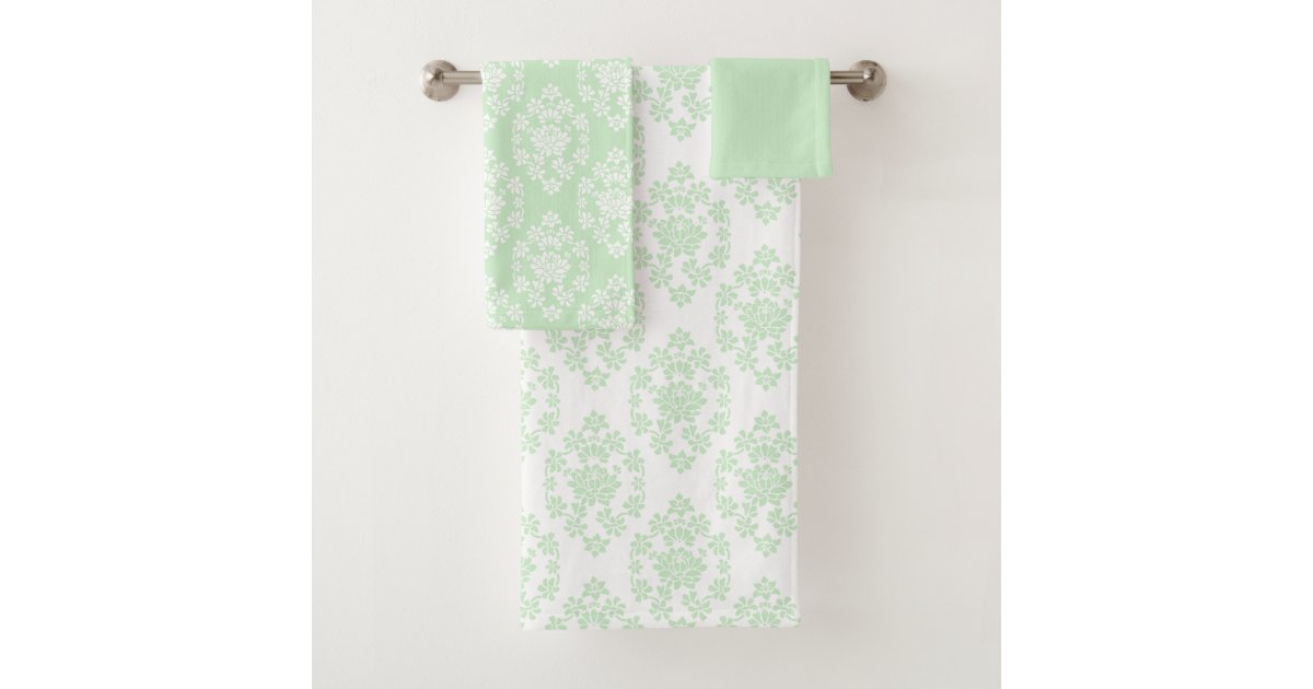 Mint Green Floral Damask Bath Towel Set Zazzle