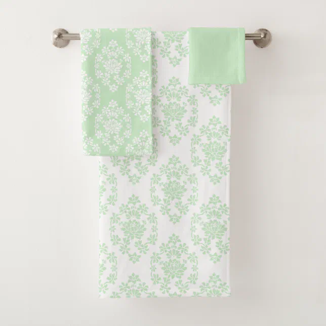 Mint Green Floral Damask Bath Towel Set Zazzle