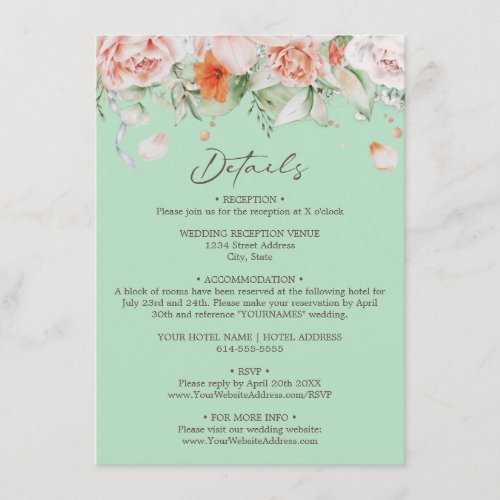 Mint Green Floral Details Enclosure Card