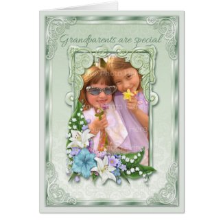 Mint Green, Floral Frame Grandparent's Day Greeting Card