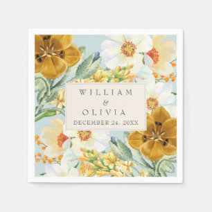 Mint green floral Garden wildflower Spring wedding Napkins