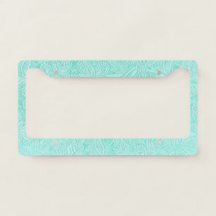 Mint Green Floral License Plate Frame