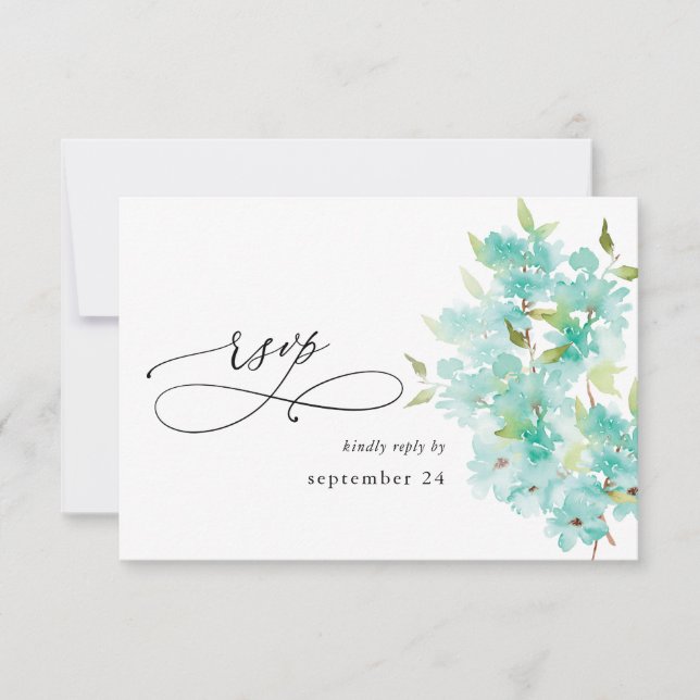 Mint Green Floral on White w Meal RSVP (Front)