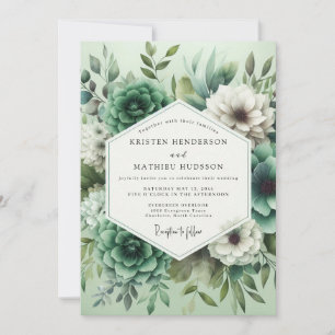 Mint Green Floral Opulence Wedding Invitation