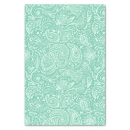 Mint-Green Floral Paisley Custom Background Tissue Paper