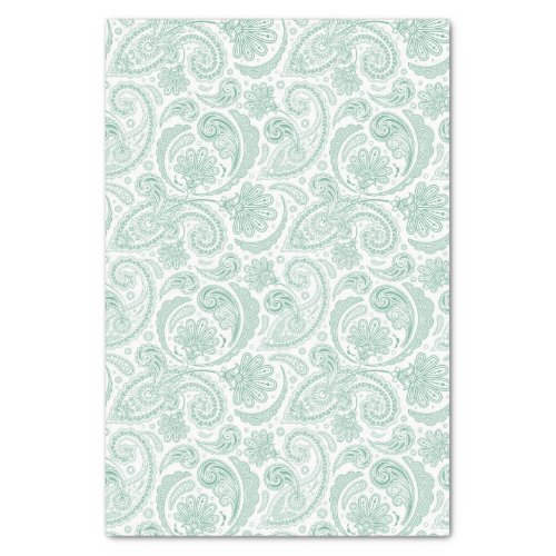 Mint_Green Floral Paisley Custom Background Tissue Paper