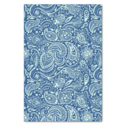 Mint-Green Floral Paisley Custom Blue Background Tissue Paper