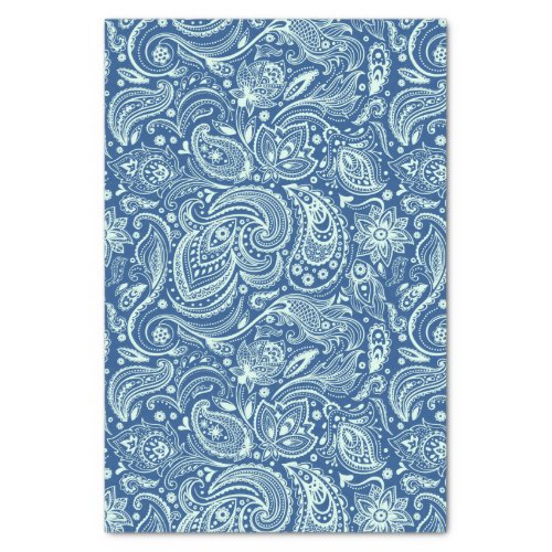 Mint_Green Floral Paisley Custom Blue Background Tissue Paper