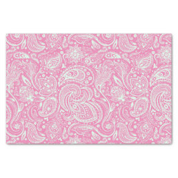 Mint-Green Floral Paisley Custom Pink Background Tissue Paper