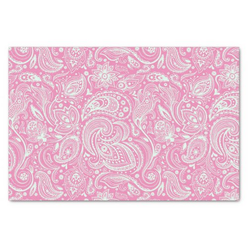 Mint_Green Floral Paisley Custom Pink Background Tissue Paper