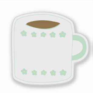 Mint Green Floral Pattern Coffee Gift Sticker