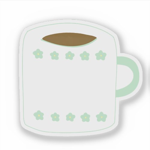 Mint Green Floral Pattern Coffee Gift Sticker