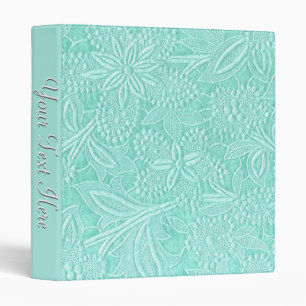 Mint Green Floral Personalized 3 Ring Binder