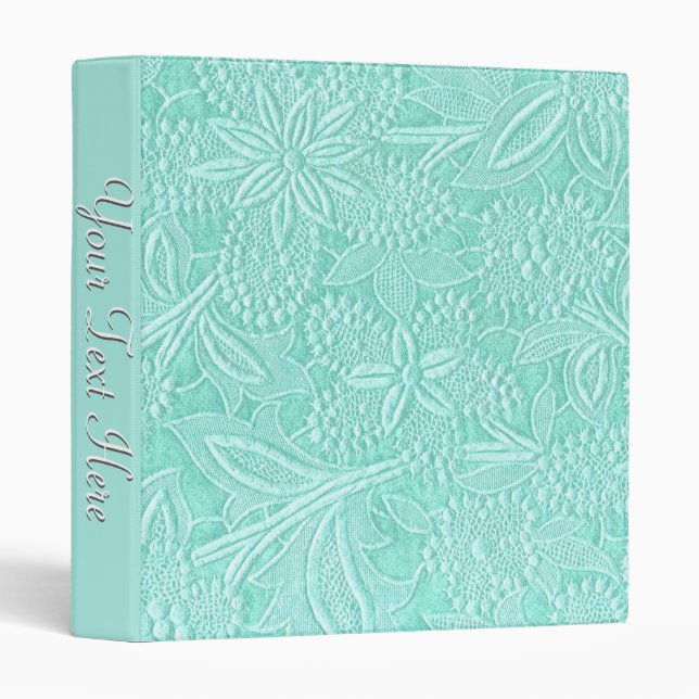 Mint Green Floral Personalized 3 Ring Binder (Front/Spine)