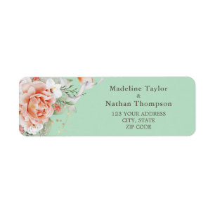 Mint Green & Floral Return Address Label