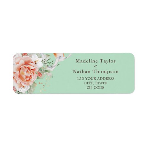 Mint Green  Floral Return Address Label