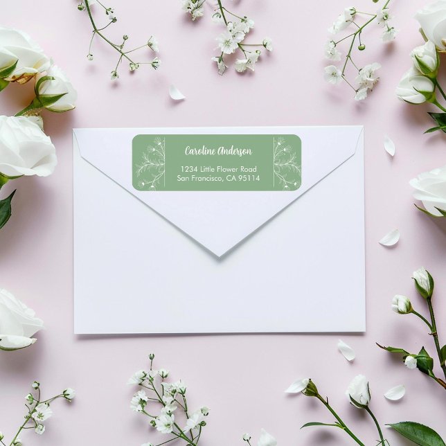 Mint Green Floral Return Address Label (Creator Uploaded)
