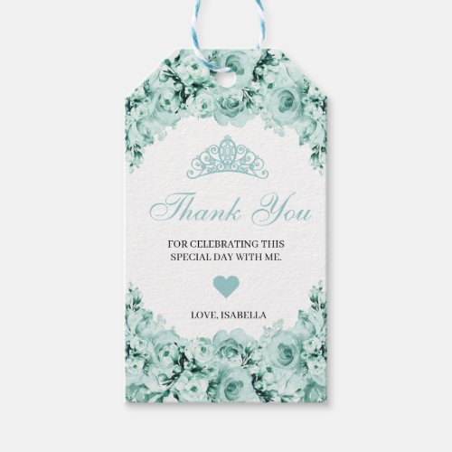 Mint Green Floral Thank You Gift Tags